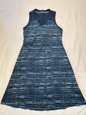 Title Nine Navy and White Striped Sleeveless V-Neck Dress